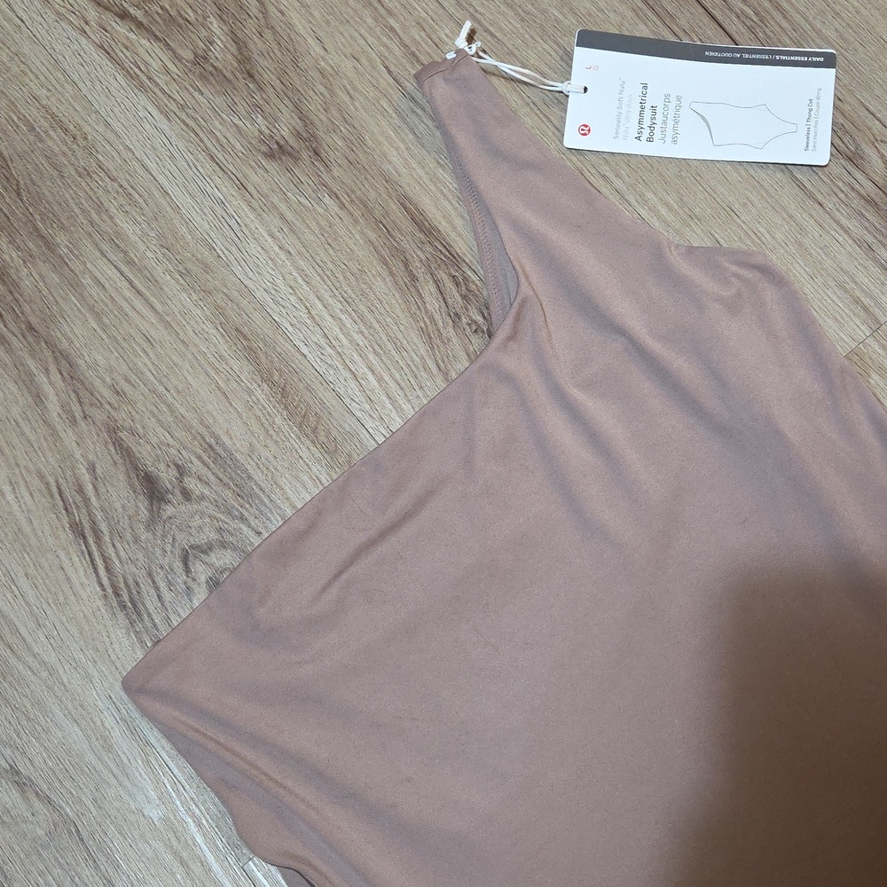Lululemon Wundermost Ultra-Soft Nulu Asymmetrical Bodysuit *Twilight Rose Size L - Picture 4 of 16